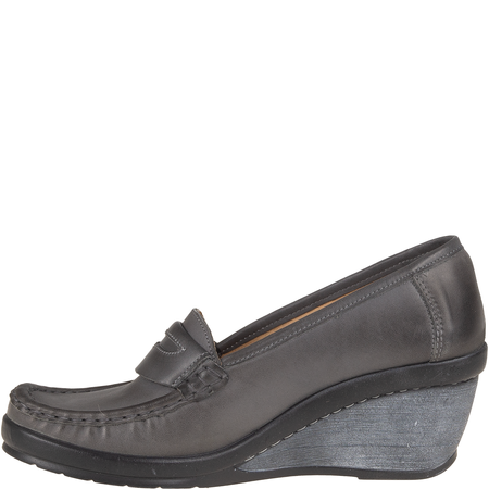 Półbuty na koturnie skórzane Syrena SST 1593/50 grafit