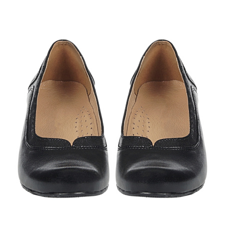 Czółenka damskie skórzane czarne marki Syrena