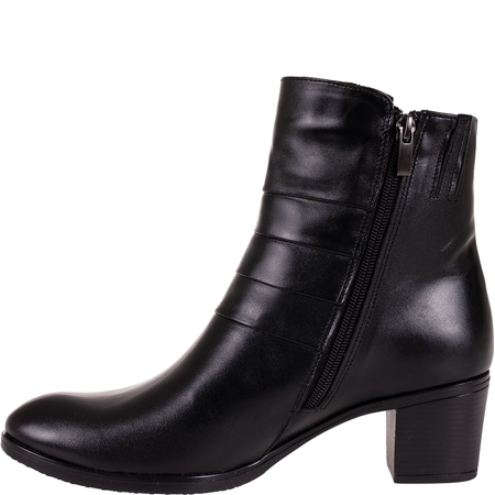 Czarne botki damskie skórzane na obcasie - Syrena SE 400