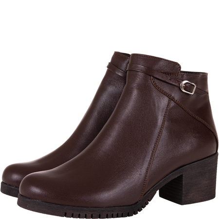 Botki damskie na obcasie marki Syrena SE 0046 czekolada