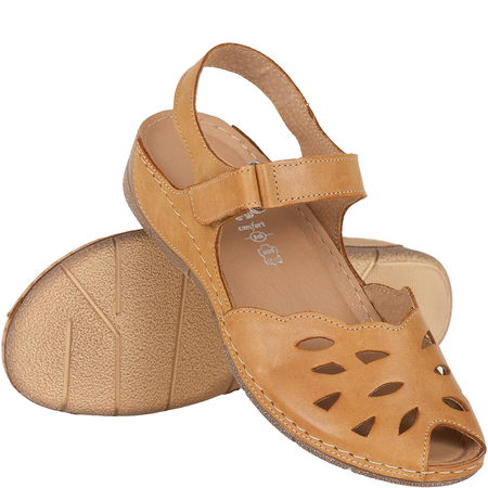 Sandały damskie skórzane marki Syrena SH 4011 brązowe