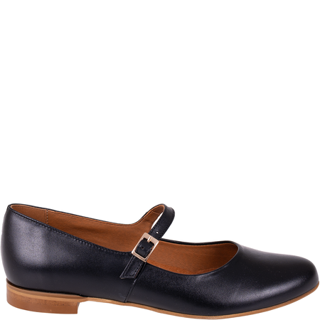 Czarne baleriny z paskiem Syrena SGO 2107 skórzane