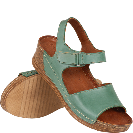 Sandały damskie na koturnie marki Syrena SST 969 zielone