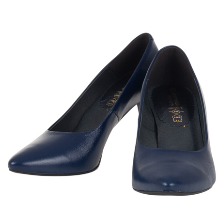 Czółenka na obcasie granatowe skórzane marki Syrena SWB 180