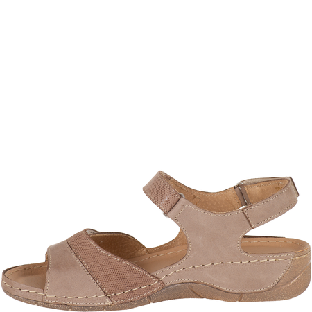 Skórzane sandały damskie na rzepy Syrena SH 106 beżowe