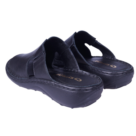 Klapki damskie skórzane SYRENA SST 22663 czarne