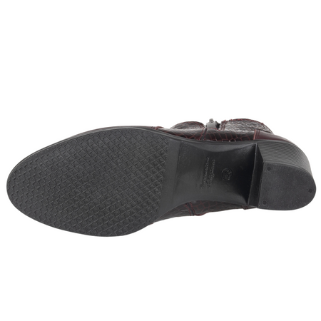 Komfortowe botki damskie Syrena SE 404 - bordowe, skóra