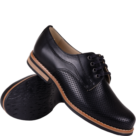 Półbuty damskie Syrena SWB 010 czarne skórzane klasyczne