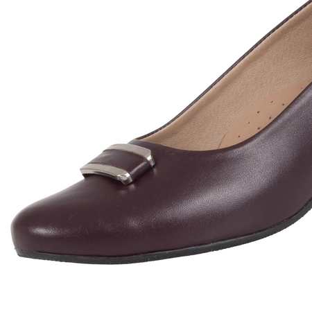 Czółenka na niskim obcasie - Syrena SE 7125A bordo - skóra naturalna