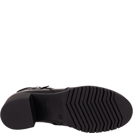 Czarne botki damskie skórzane na obcasie - Syrena SE 0632