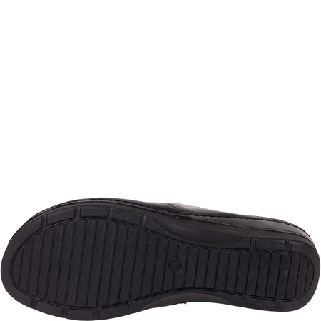 Skórzane klapki Syrena SWB 562 czarne, koturn 4,5 cm