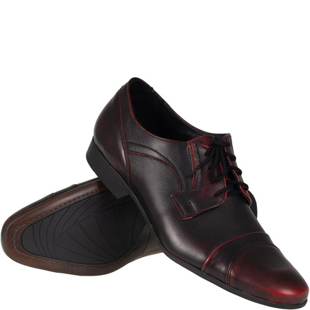 Półbuty męskie wizytowe skórzane Syrena SST 151 bordowe