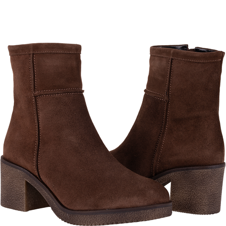 Welurowe botki damskie ocieplane Syrena STA 4124 brązowe