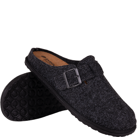 Kapcie męskie INBLU SI000024 szary filc skórzana wkładka