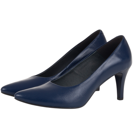 Czółenka na obcasie granatowe skórzane marki Syrena SWB 180