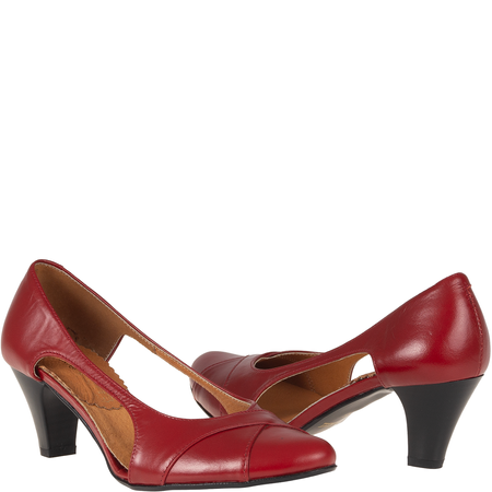 Czółenka na obcasie czerwone skórzane marki Syrena SWB 096