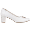 Czółenka na obcasie skórzane damskie - Syrena SE 7140 białe