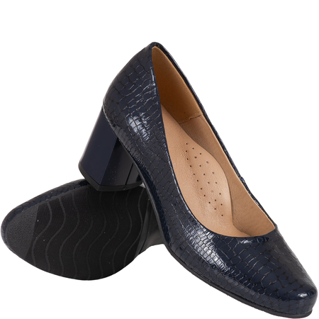 Czółenka damskie skórzane Syrena SE 7115E granatowe