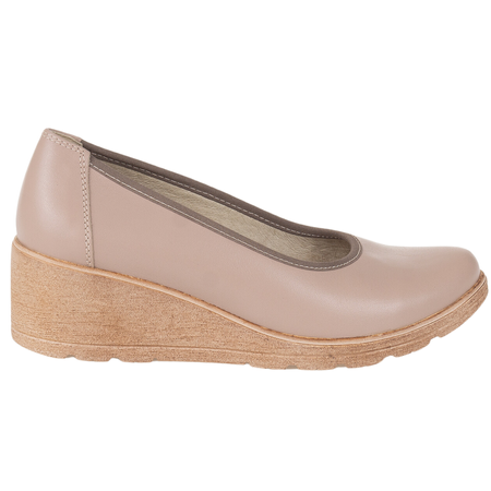 Czółenka na koturnie skórzane Syrena SWB 026/GŁ beżowe