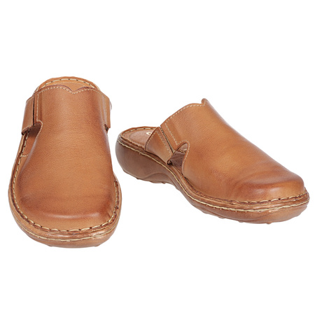 Klapki damskie skórzane Syrena SST 664 w kolorze rudym