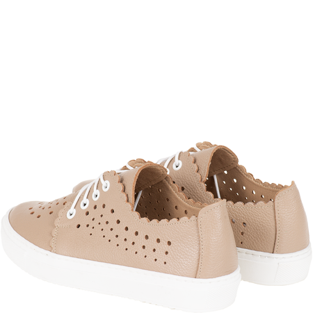 Półbuty ażurowe damskie Syrena SE 0502 cappuccino, skóra