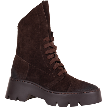 Skórzane trzewiki damskie  SLA 976/224 czekolada welur