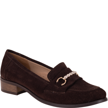 Mokasyny damskie Syrena SE P-287 czekolada skóra zamszowa