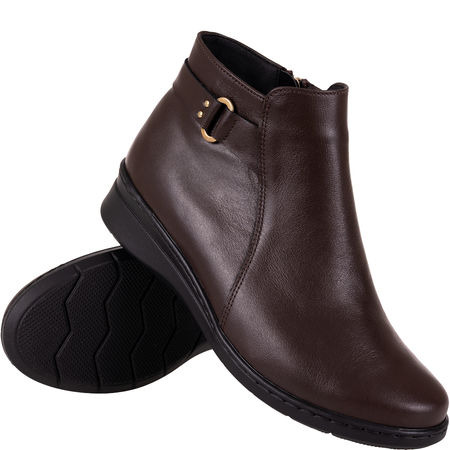 Wygodne botki damskie skórzane Syrena SGO 2104 czekolada