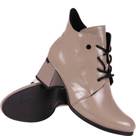 Czółenka skórzane Syrena SPU B-281 cappuccino lakierowane