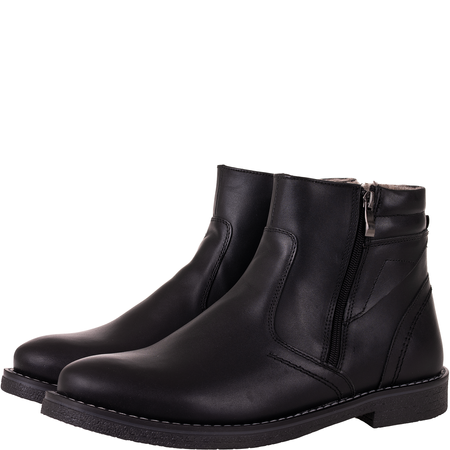 Trzewiki męskie Syrena 006-459 czarne - skóra naturalna, ocieplane, na zamek