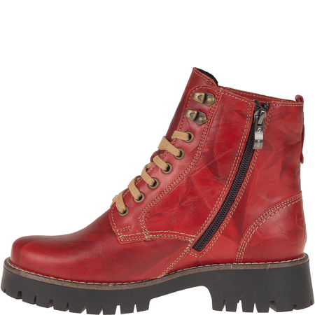 Botki damskie Syrena SST 4096 czerwone - skóra naturalna