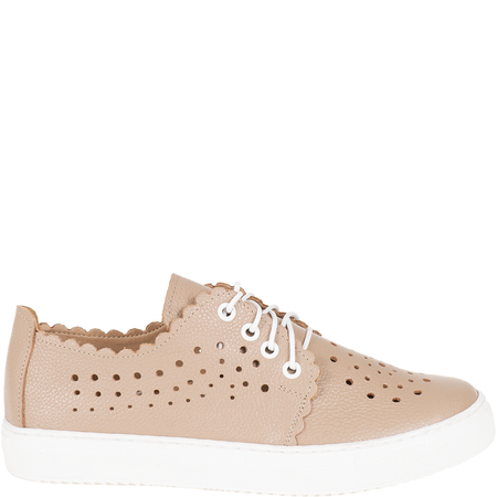 Półbuty ażurowe damskie Syrena SE 0502 cappuccino, skóra