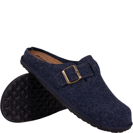 Kapcie męskie INBLU SI000024 szaro-niebieski filc skórzana wkładka