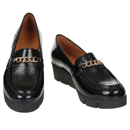 Półbuty na koturnie skórzane, czarne Syrena SWB 028