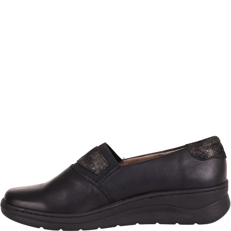 Czarne półbuty damskie skórzane Helios 455 komfort