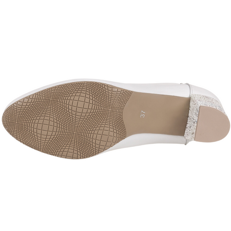 Czółenka na obcasie skórzane damskie - Syrena SE 7140 białe