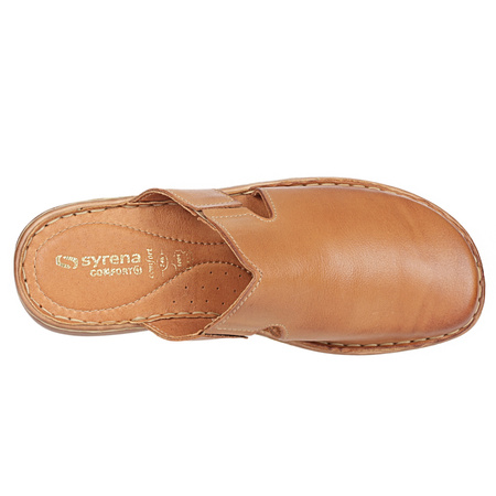 Klapki damskie skórzane Syrena SST 664 w kolorze rudym