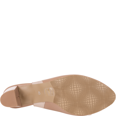 Czółenka damskie skórzane Wielbut 543 beżowe na słupku