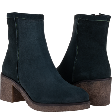 Syrena STA 4130 zielone - welurowe botki damskie na obcasie