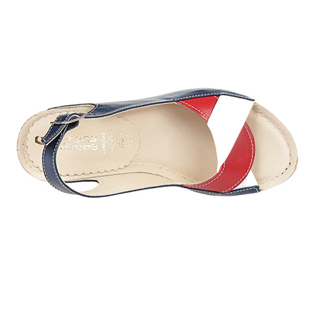 Skórzane sandały na koturnie Syrena SWB 530 granatowe