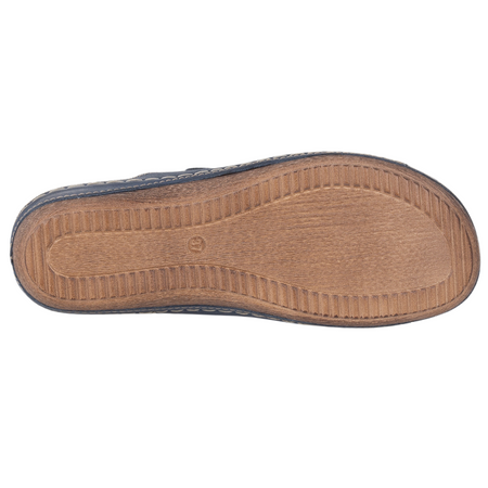 Klapki skórzane SST 828 granatowe Syrena - komfort i styl