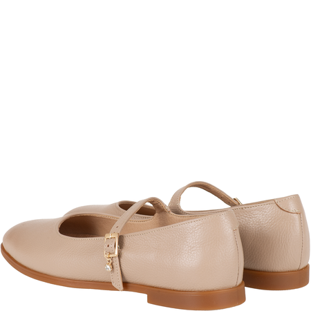 Baleriny Syrena SE P-297 cappuccino, skóra naturalna, pasek