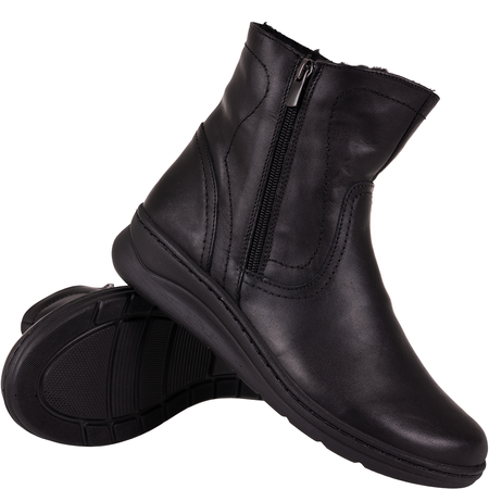 Botki damskie Syrena SH 788 czarne - skóra naturalna, ocieplane
