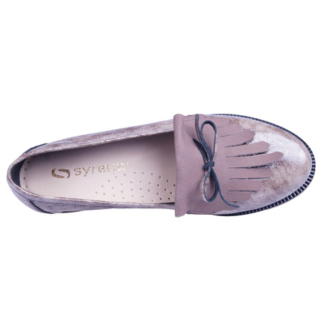 Mokasyny damskie półbuty skórzane wsuwane SYRENA SK 221950/0 beżowe