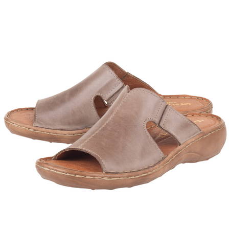 Skórzane klapki damskie marki Syrena SST 663 cappuccino