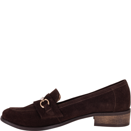 Mokasyny damskie Syrena SE P-287 czekolada skóra zamszowa