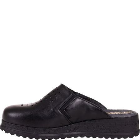 Czarne klapki skórzane marki Wielbut 563 na koturnie