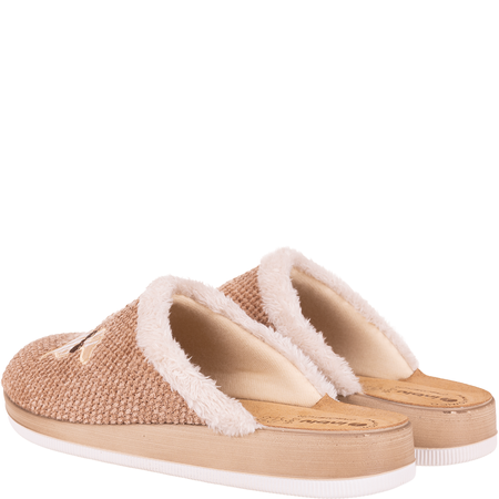 Beżowe kapcie damskie Inblu CT000042 ze skórzaną wkładką