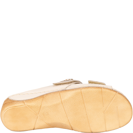 Klapki damskie Syrena SST 996 beżowe - skóra, komfort