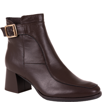Skórzane botki na obcasie - Syrena SGO 1978 czekolada
